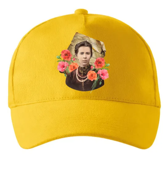 Кепка Леся Українка портрет з маками Солнечно желтый фото