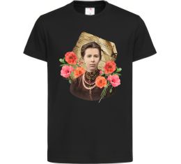 Детская футболка Леся Українка портрет з маками Детская футболка Леся Українка портрет з маками