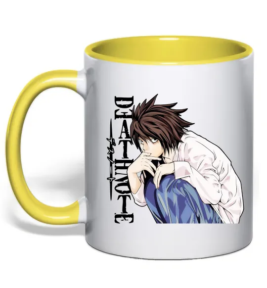 Чашка с цветной ручкой Death Note L персонаж Солнечно желтый фото