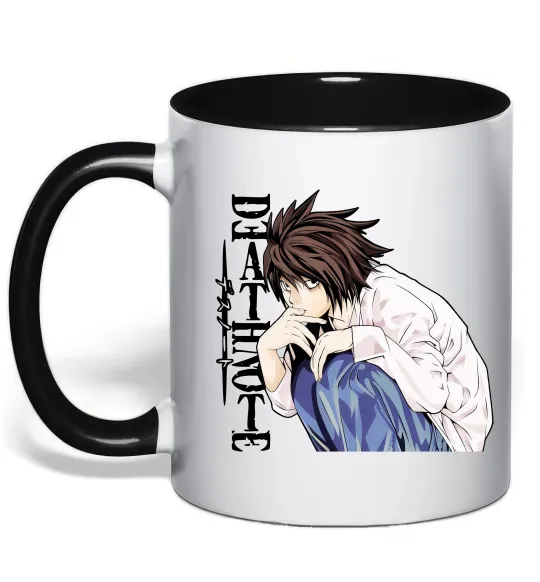Чашка с цветной ручкой Death Note L персонаж Черный фото