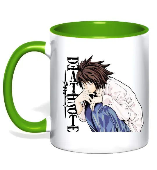 Чашка с цветной ручкой Death Note L персонаж Зеленый фото