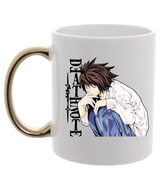 Чашка с цветной ручкой Death Note L персонаж Золото фото