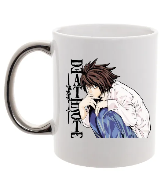Чашка с цветной ручкой Death Note L персонаж Серебро фото