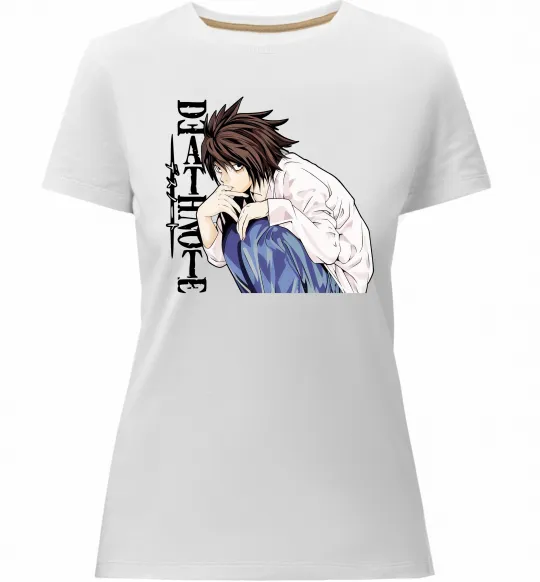 Женская премиум футболка Death Note L персонаж Белый фото
