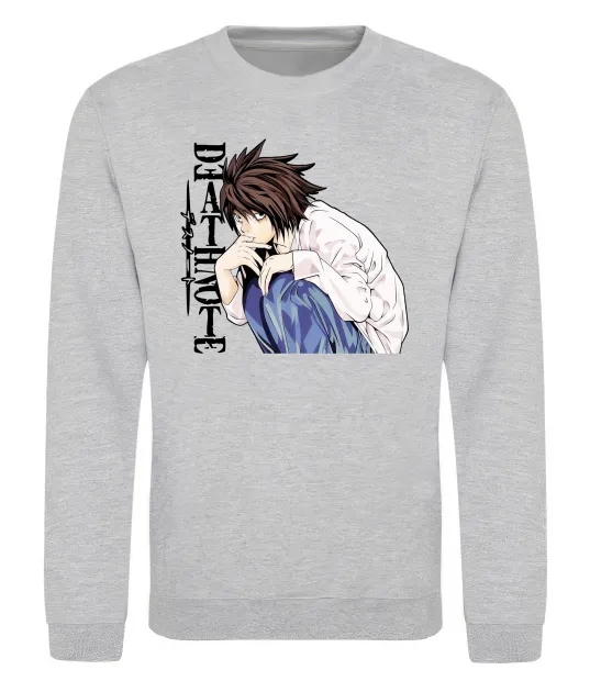 Свитшот Death Note L персонаж Серый меланж фото