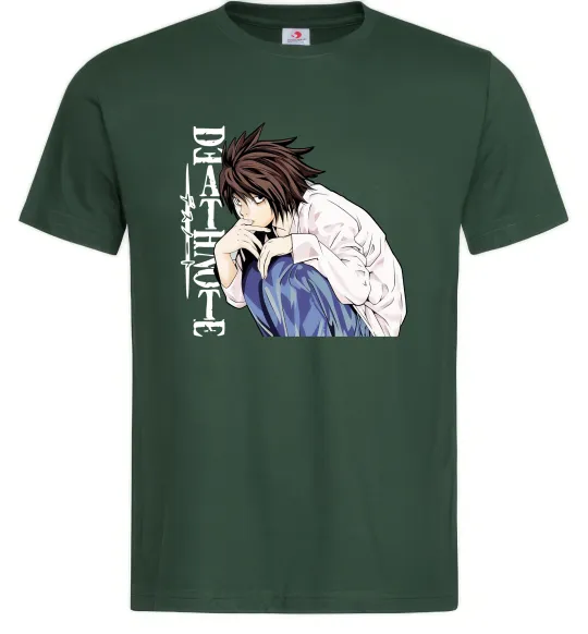 Мужская футболка Death Note L персонаж Темно-зеленый фото