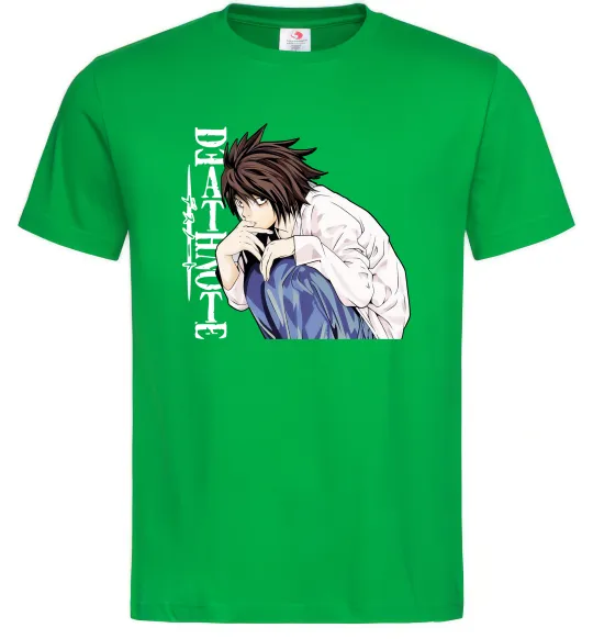 Мужская футболка Death Note L персонаж Зеленый фото