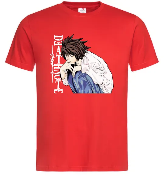 Мужская футболка Death Note L персонаж Красный фото