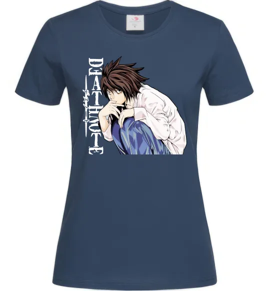 Женская футболка Death Note L персонаж Темно-синий фото