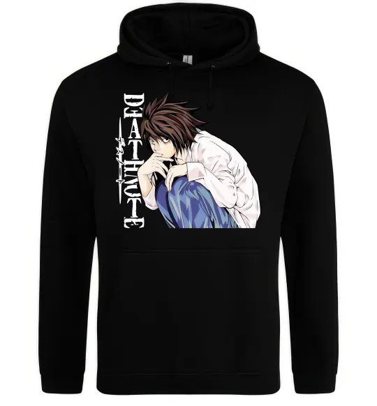 Мужская толстовка (худи) Death Note L персонаж Черный фото