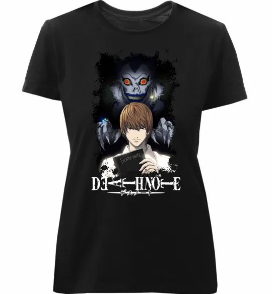 Женская премиум футболка Death Note Рюк Лайт Черный фото