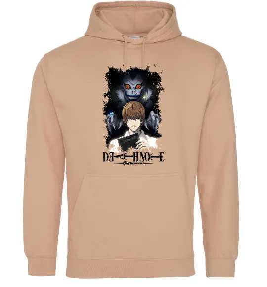 Мужская толстовка (худи) Death Note Рюк Лайт Песочный фото