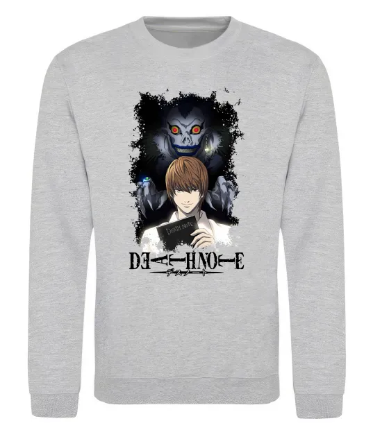 Свитшот Death Note Рюк Лайт Серый меланж фото