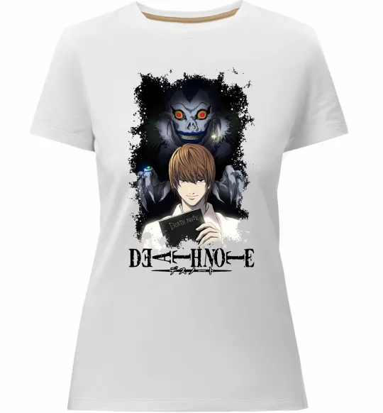 Женская премиум футболка Death Note Рюк Лайт Белый фото