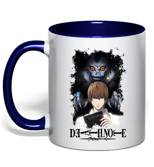 Чашка с цветной ручкой Death Note Рюк Лайт Глубокий темно-синий фото