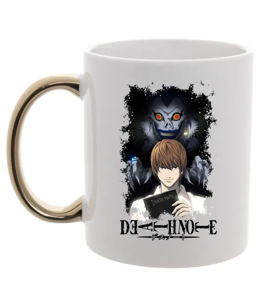 Чашка с цветной ручкой Death Note Рюк Лайт Золото фото