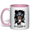 Чашка с цветной ручкой Death Note Рюк Лайт Нежно розовый Чашка с цветной ручкой Death Note Рюк Лайт Нежно розовый фото