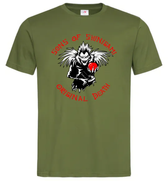 Мужская футболка Death Note Sons of Shinigami Оливковый фото