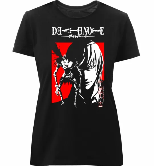 Женская премиум футболка Death Note Лайт Черный фото