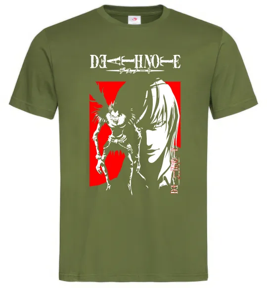 Мужская футболка Death Note Лайт Оливковый фото