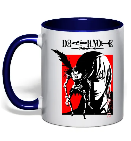 Чашка с цветной ручкой Death Note Лайт Глубокий темно-синий фото