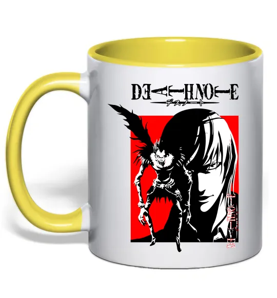 Чашка з кольоровою ручкою Death Note Лайт Лимонний фото