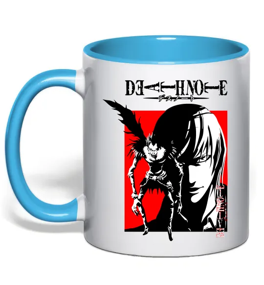 Чашка с цветной ручкой Death Note Лайт Голубой фото