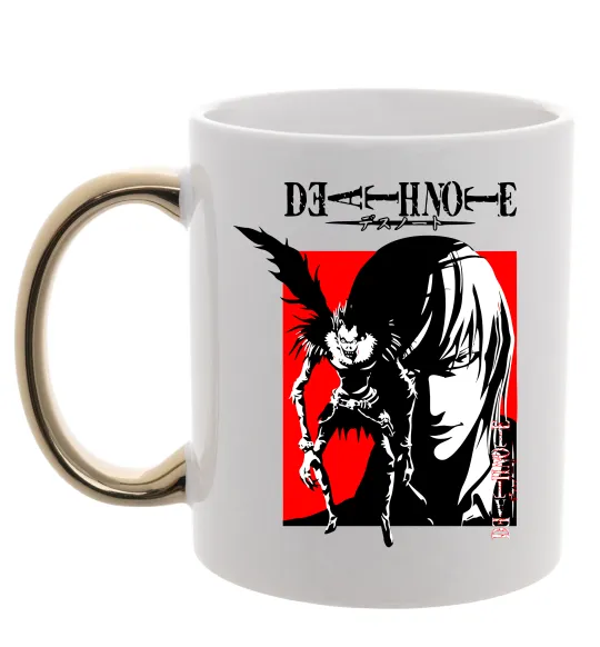 Чашка с цветной ручкой Death Note Лайт Золото фото