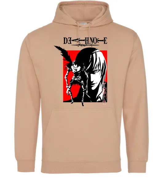 Мужская толстовка (худи) Death Note Лайт Песочный фото