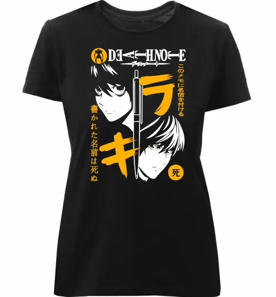 Женская премиум футболка Death Note персонажі Черный фото