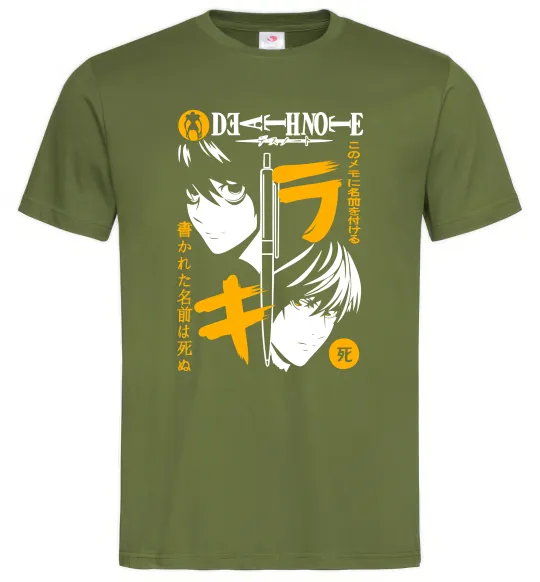 Мужская футболка Death Note персонажі Оливковый фото