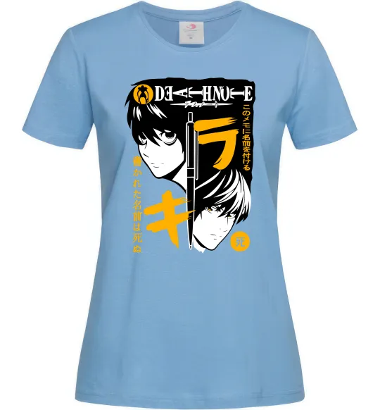 Женская футболка Death Note персонажі Голубой фото