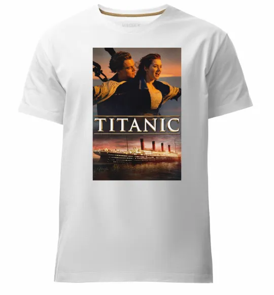 Мужская премиум футболка Титанік Джек та Роза Белый фото