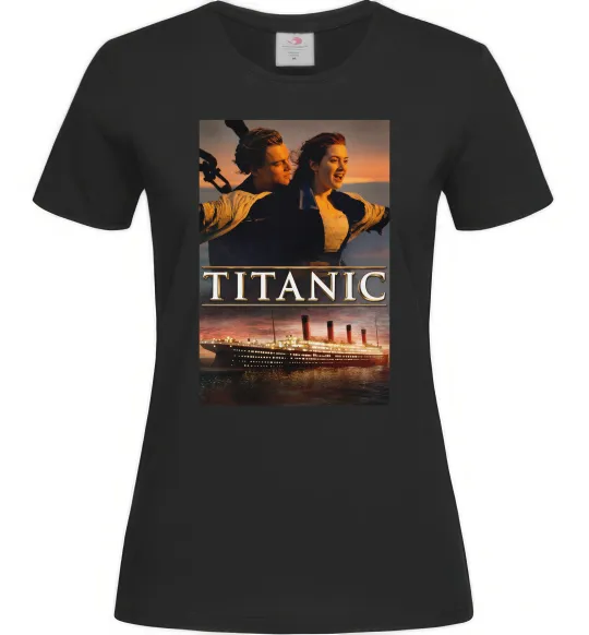 Женская футболка Титанік Джек та Роза Черный фото