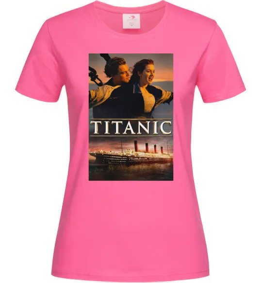 Женская футболка Титанік Джек та Роза Ярко-розовый фото