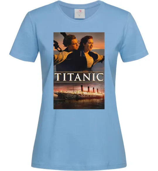 Женская футболка Титанік Джек та Роза Голубой фото