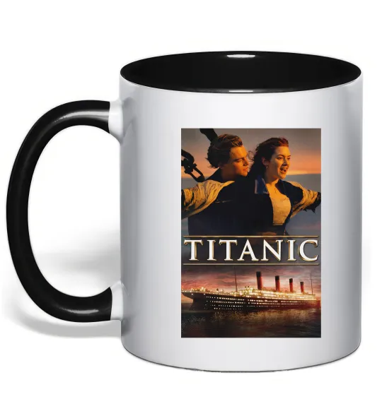 Чашка с цветной ручкой Титанік Джек та Роза Черный фото