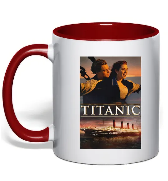 Чашка с цветной ручкой Титанік Джек та Роза Красный фото