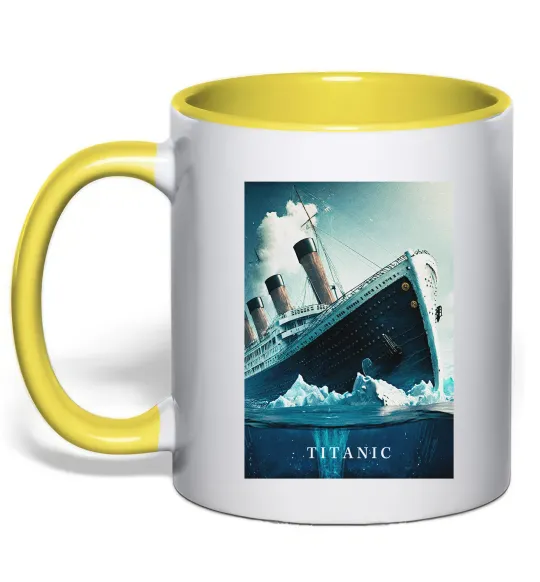 Чашка с цветной ручкой Titanic тоне Лимонный фото