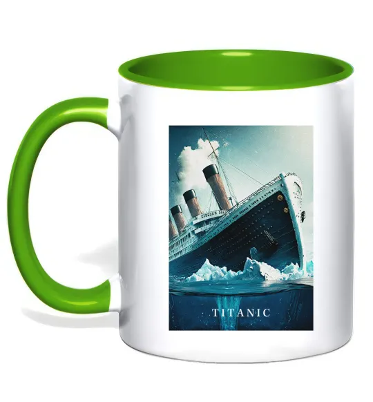 Чашка с цветной ручкой Titanic тоне Лаймовый фото