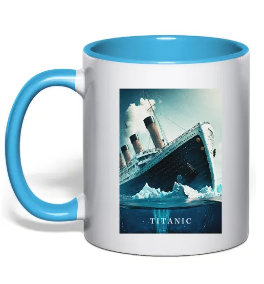 Чашка с цветной ручкой Titanic тоне Голубой фото