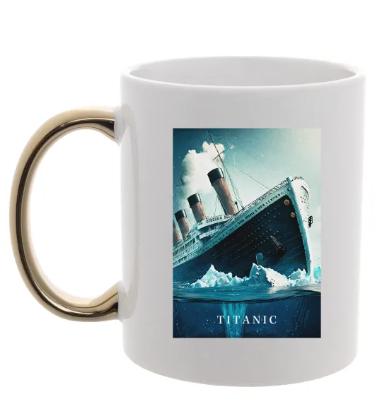 Чашка с цветной ручкой Titanic тоне Золото фото