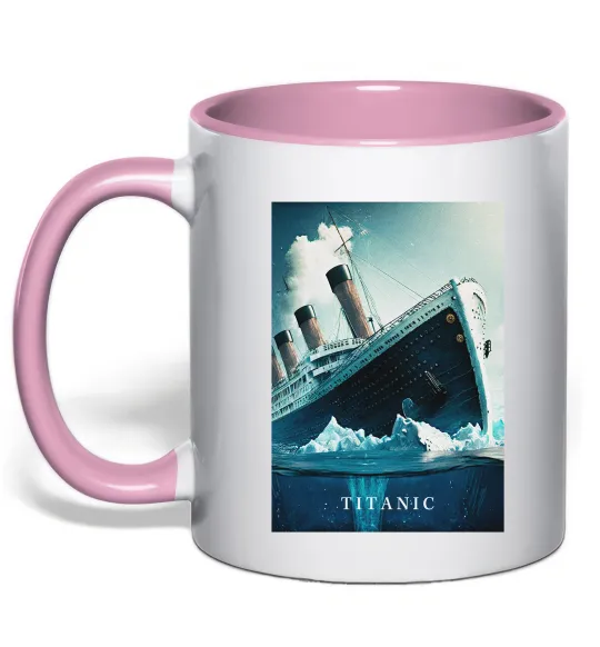 Чашка с цветной ручкой Titanic тоне Нежно розовый фото