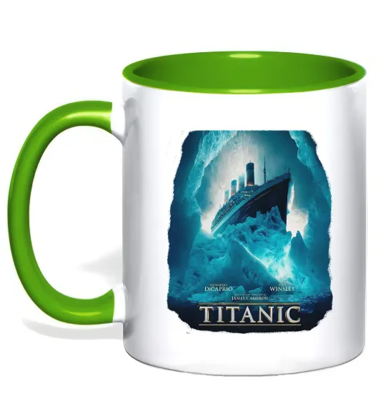 Чашка з кольоровою ручкою Титанік постер Лаймовий фото