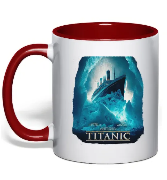 Чашка с цветной ручкой Титанік постер Красный фото