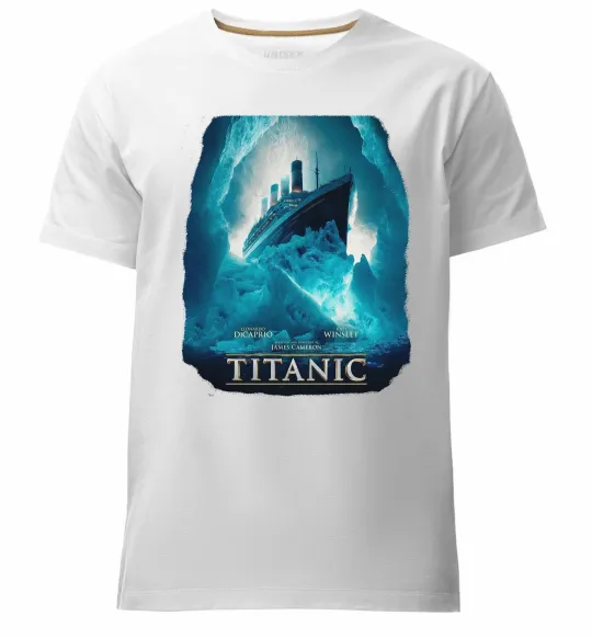 Мужская премиум футболка Титанік постер Белый фото