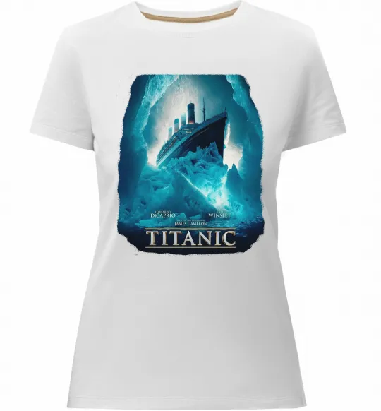 Женская премиум футболка Титанік постер Белый фото