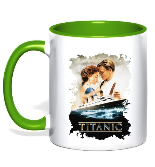 Чашка з кольоровою ручкою Титанік Лаймовий фото