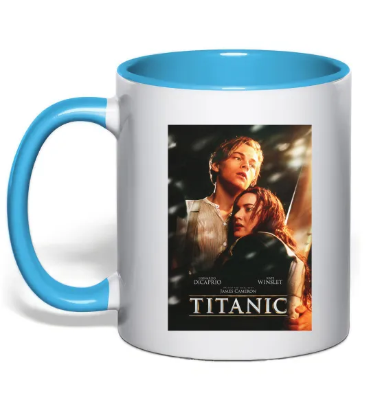 Чашка с цветной ручкой Titanic Jack and Rose Голубой фото