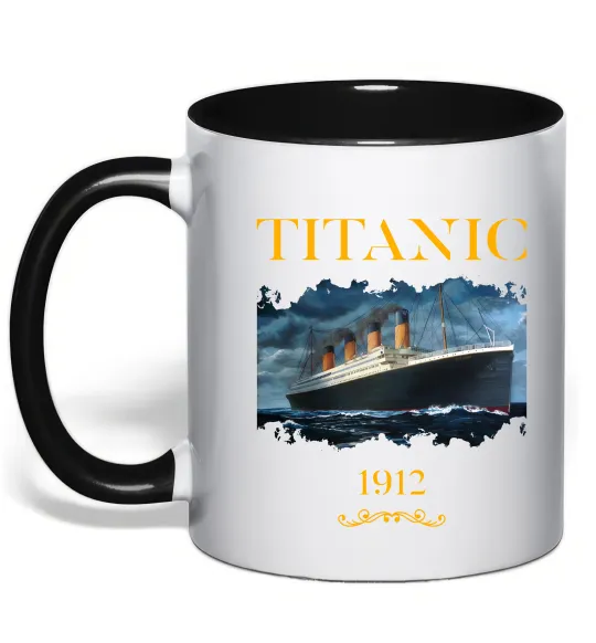 Чашка с цветной ручкой Titanic 1912 Черный фото